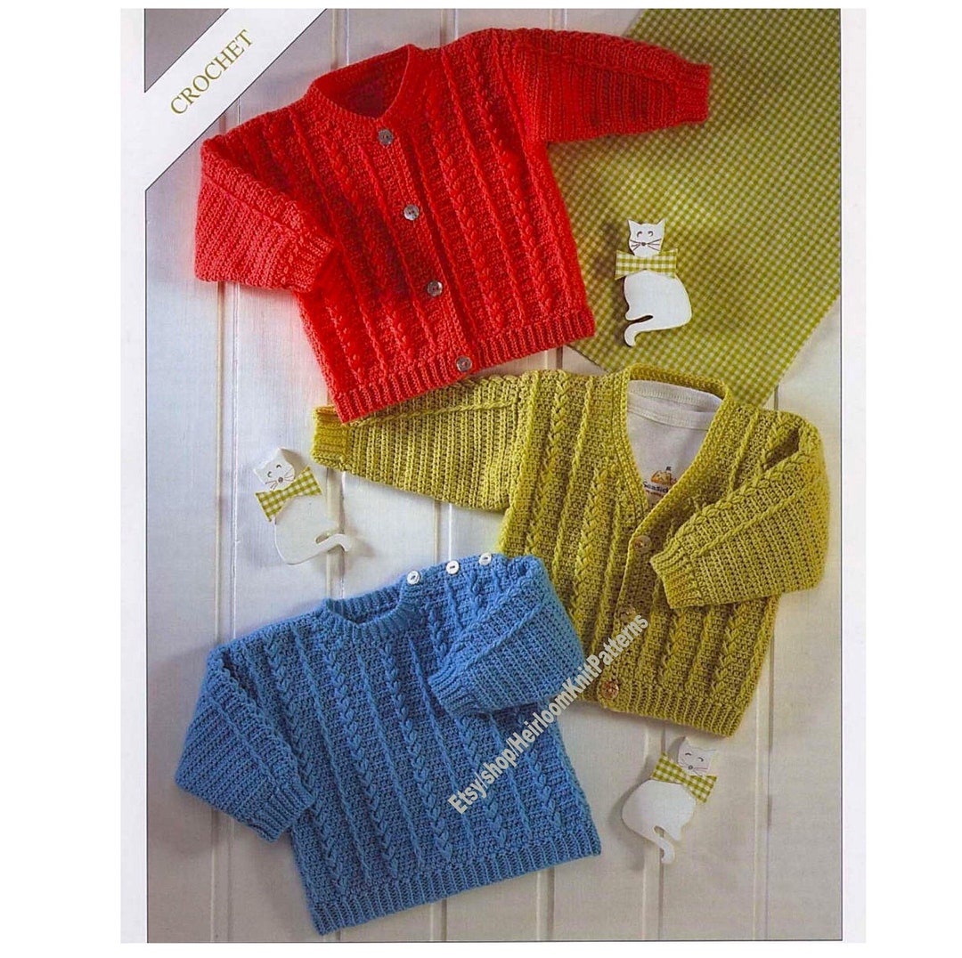 Baby Child Cardigans Sweater Vintage Crochet Pattern Boy Girl Jacket