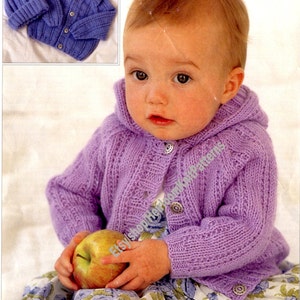 Baby Child Jackets & Hat Set Vintage Knitting Pattern Boy Girl Hooded/ Collar Raglan Cardigan 0-6 years 16-26&#39;&#39; Instant Download PDF - 3936