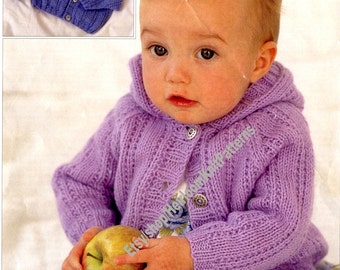 Baby Child Jackets & Hat Set Vintage Knitting Pattern Boy Girl Hooded/ Collar Cardigan 0-6 years 16-26'' inches Instant Download PDF - 3936