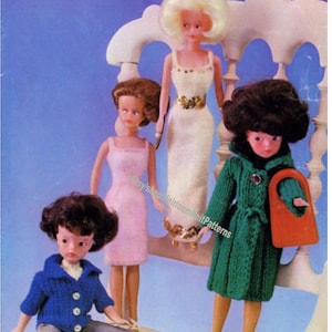 Fashion Doll Teenage Doll Clothes Vintage Knitting Pattern Jacket Blouse Dress Evening Dress Coat Instant Download PDF - 1092