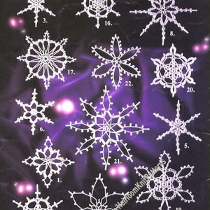 22 Snowflakes Vintage Crochet Pattern Christmas Ornaments Tree image 2