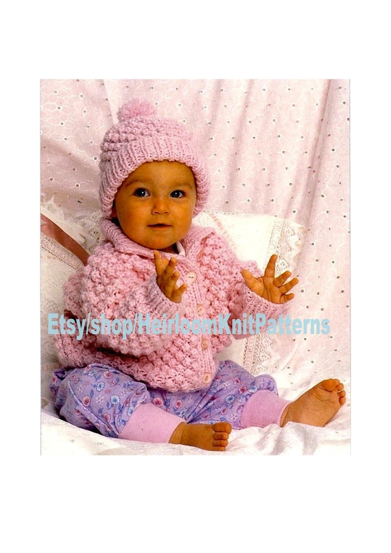 Knitting pattern easy Cute bramble stitch chunky Childs Jacket fits 18-22/"
