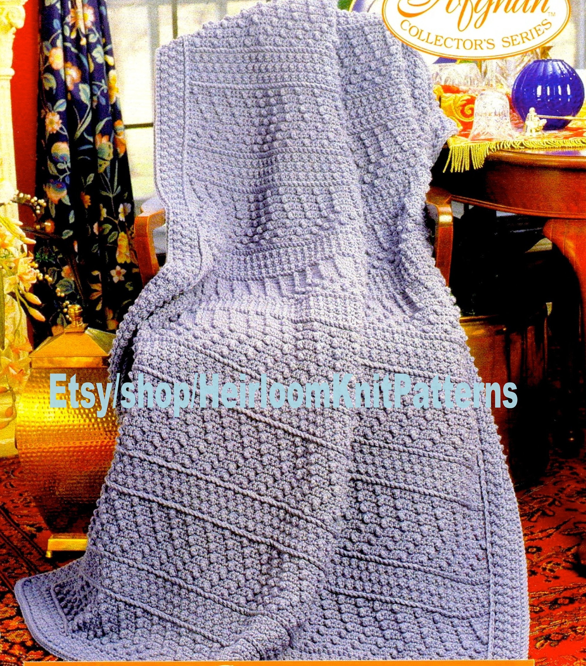 Aran Heirlooms Afghan Crochet Pattern PDF Vintage Country