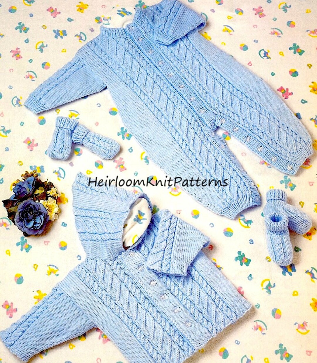 Baby Boy Girl Allinone Jacket Bootees Mitts Knitting Etsy