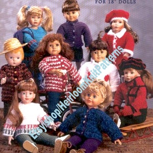 5 Outfits for 18&#39;&#39; inch Dolls Vintage Crochet Pattern PDF Dolls Wardrobe Clothes Jacket Skirt Coat Pants Backpack Instant Download PDF- 2947