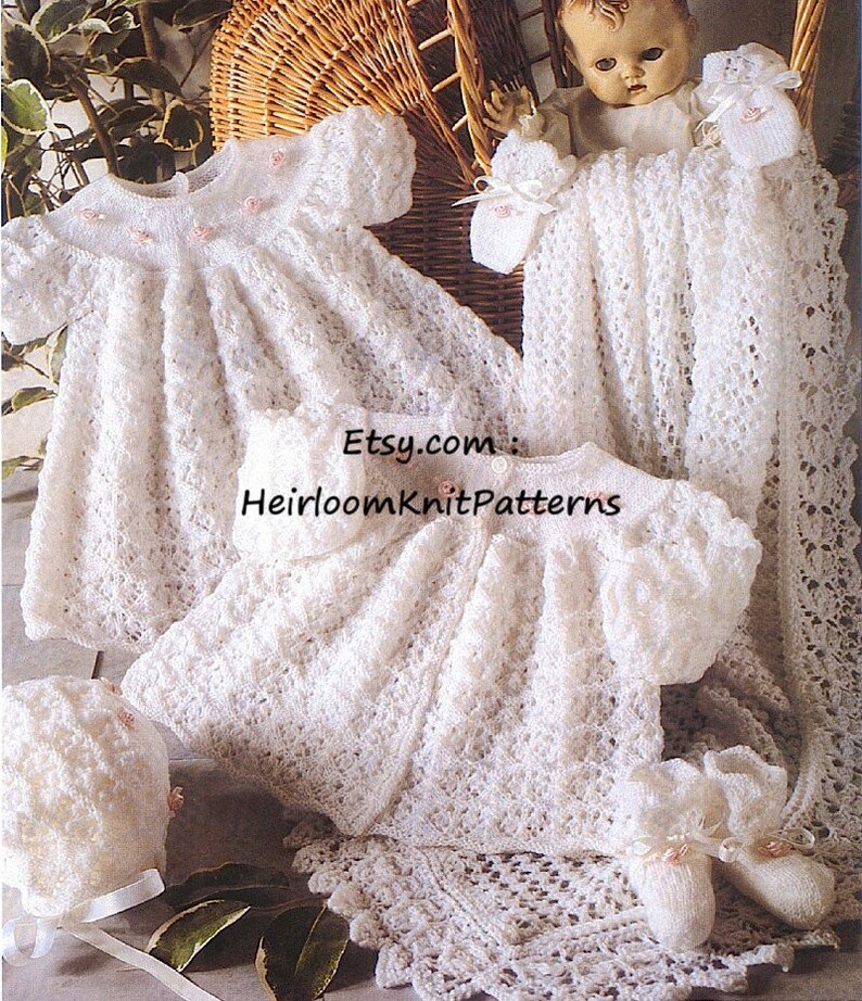 Vintage Baby Knitting Pattern 6piece Layette Christening Set Etsy UK