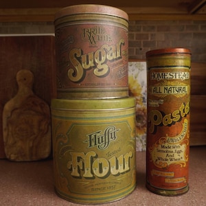 Vintage Metal Tin Containers – Set of 3