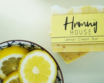 Lemon Cream Bar - Skin Regulating Natural Handmade Soap - Palm Oil Free