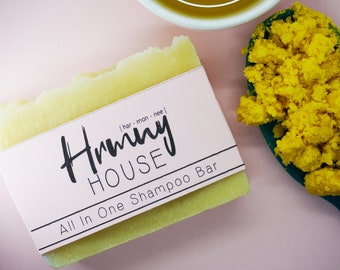 All In One Shampoo Bar - Natural Handmade Hair and Body Moisturizing Soap - Palm Oil Free