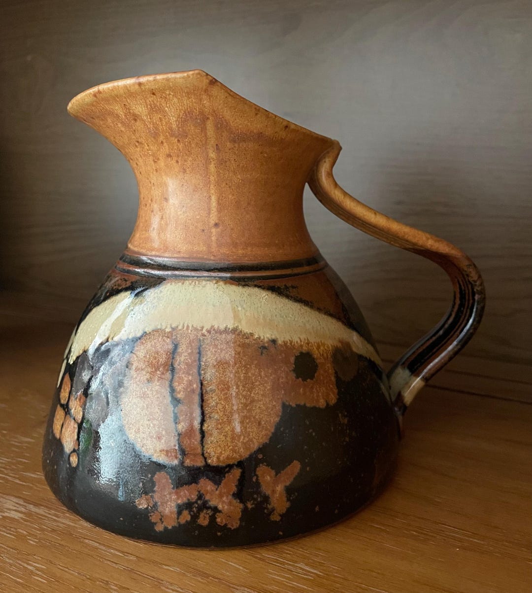 Vintage Studio Pottery Pitcher Vase | Signed Stoneware Ewer, Earth Tone ...