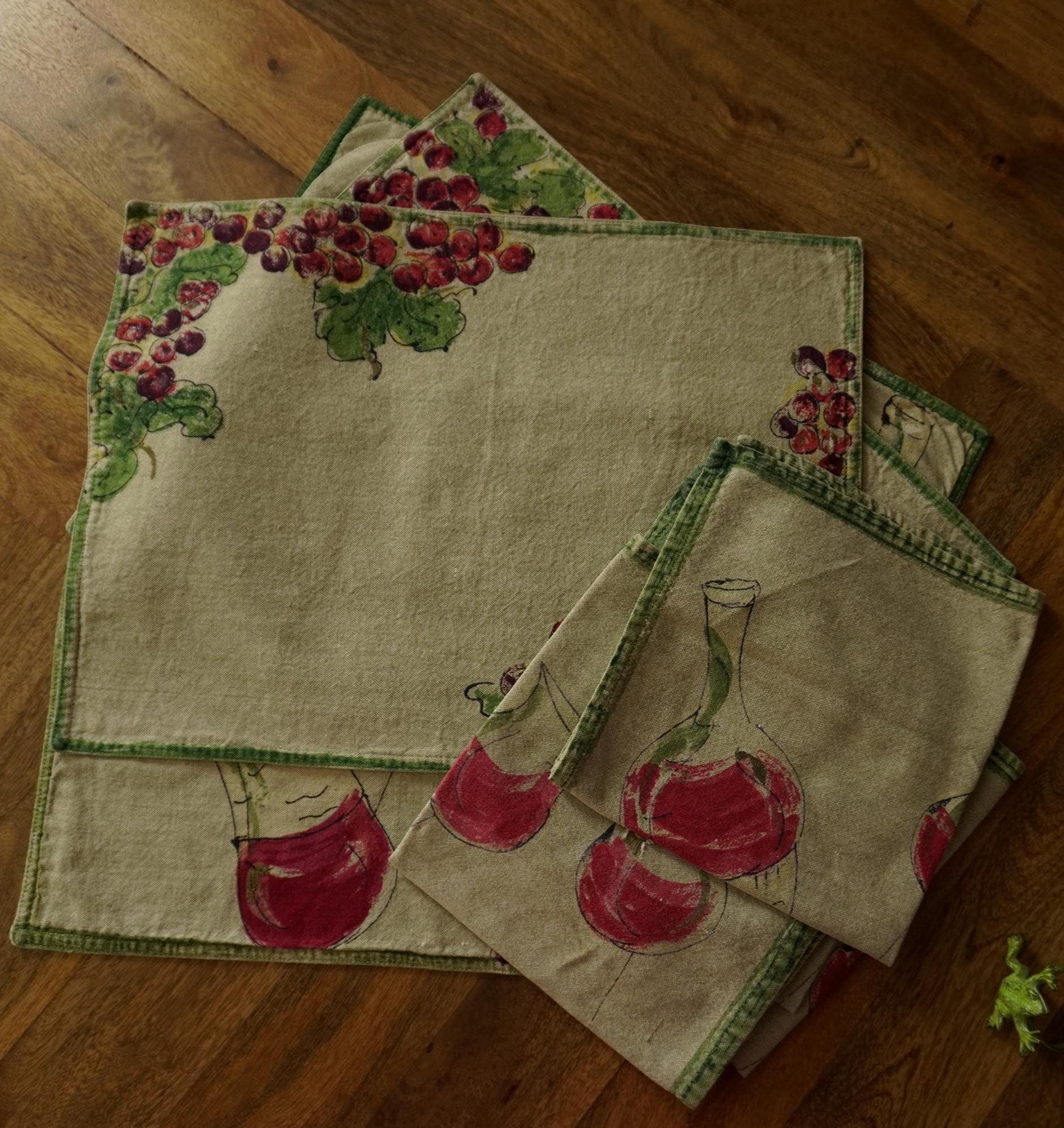 Vintage Wine Grape Placemats & Napkins (set of 4) FREE Wine Tasting ...