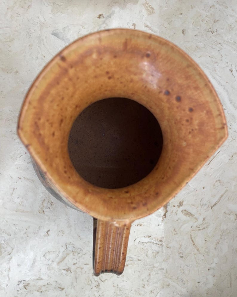 Vintage Studio Pottery Pitcher Vase | Signed Stoneware Ewer, Earth Tone ...