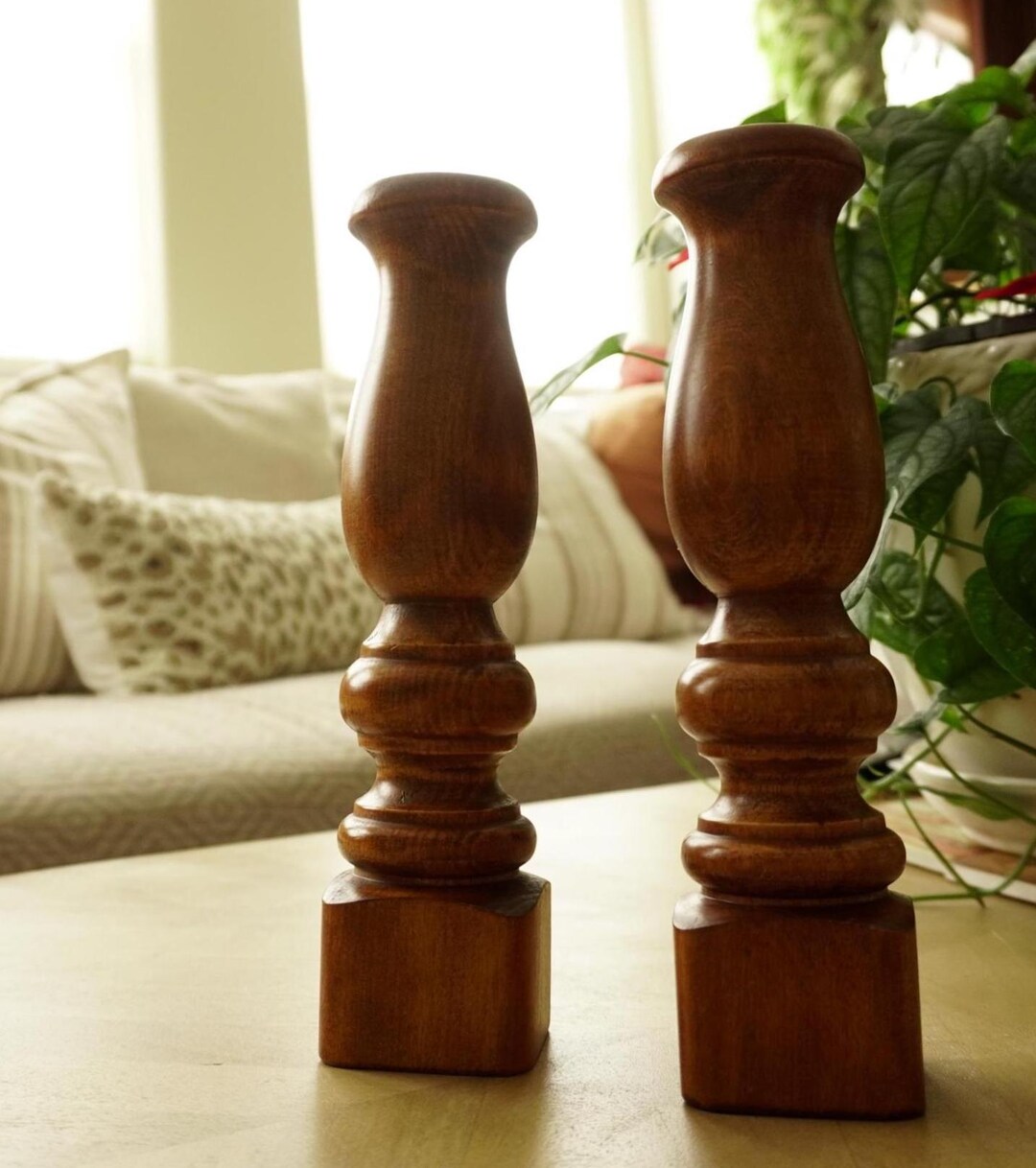 Wooden Candle Holders Set of 2 - Etsy