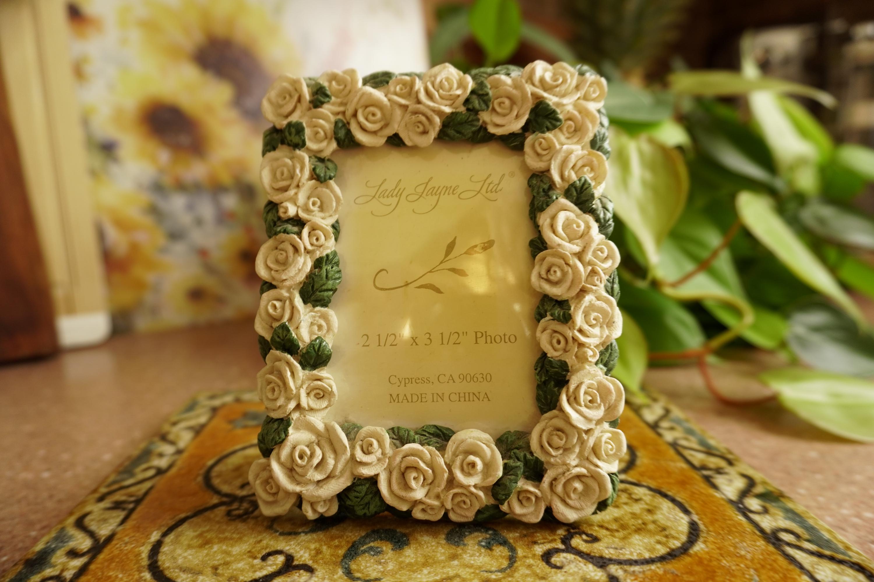 Vintage Floral Rose Pattern Ornamental Picture Frame