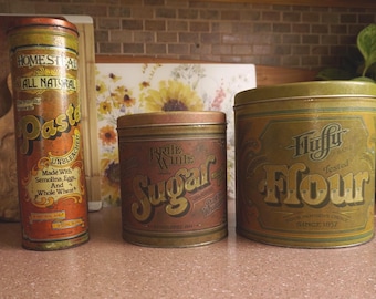 Vintage Metal Tin Containers – Set of 3
