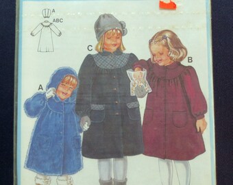 1990s Girl’s Coat Uncut Vintage Pattern, Burda 7176, Size 2, 3, 4, 5, 6, 7
