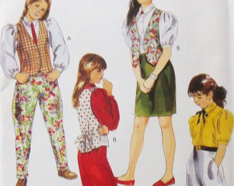 1991 Vest, Blouse, Skirt & Jodhpurs Uncut Vintage Pattern, McCalls 5200, Girls Size 7, Breast 26
