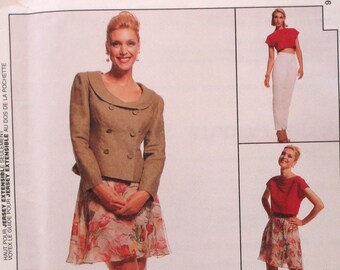 1997 Jacket, Cropped Top, High Waisted Pants & Wrap Skirt Uncut Vintage Pattern, McCalls 8613, Size 14, Bust 36
