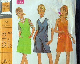 1968 Dress or Jumper and Pantdress or Pantjumper & Blouse Vintage Pattern, McCalls 9213, Size 16, Bust 38