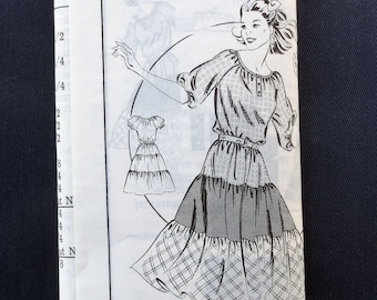 1981 Tiered Dress or Tiered Skirt & Peasant Top Unused Vintage Pattern, Mail Order, 8276, Size 16, Bust 38