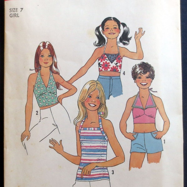 1976 Halter Top Uncut Vintage Pattern, Simplicity 7510, Girls’ Size 7, Breast 26