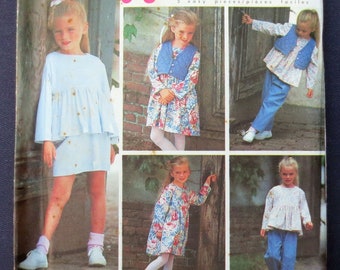 1992 Dress, Skirt, Pants, Top & Vest Uncut Vintage Pattern, Simplicity 8197, Girls’ Size 5, 6, 6X, Chest 24, 25