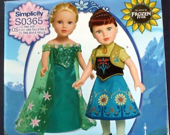 Patron de couture non découpé pour vêtements de poupée La Reine des neiges de Disney, Simplicité 0365
