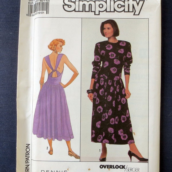 1989 Knit Dress Uncut Vintage Pattern, Dennis Goldsmith, Simplicity 9193, Size 10, 12, 14, Bust 32, 34