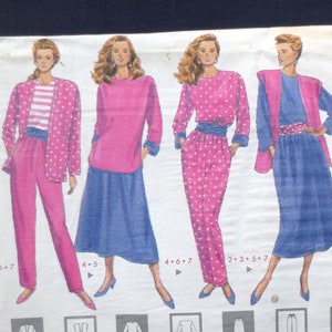 1989 Jacket, Vest, Top, Skirt, Pants & Sash Uncut Vintage Pattern, Butterick 4225, Plus Size 16, 18, 20, 22, Bust 38, 40, 42, 44