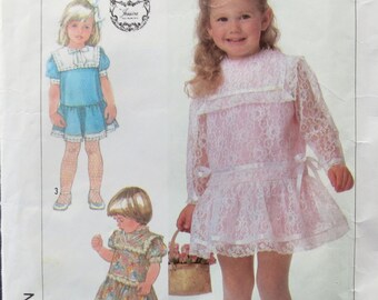 1987 Toddler Gunne Sax Dress Vintage Pattern, Simplicity 7988, Children’s Size Half, 1