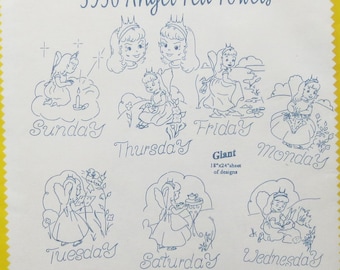 Angel Tea Towels Days of the Week Hot Iron Transfers, Aunt Martha’s 3956