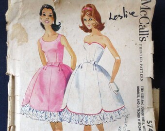 1960 Strapless or Sleeveless Flared Dress Vintage Pattern McCalls 5742 Bust 33 Size 13