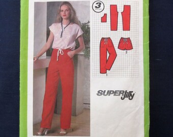 1979 Drawstring Pants or Shorts Sewing Pattern, Simplicity Super Jiffy 9030, Size 10, Waist 25”