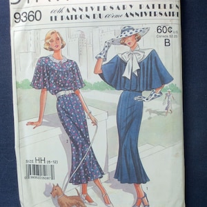 Retro Capelet Dress Vintage Uncut Pattern, Simplicity 9360, Size 6, 8, 10, 12, Bust 30, 31, 32, 34