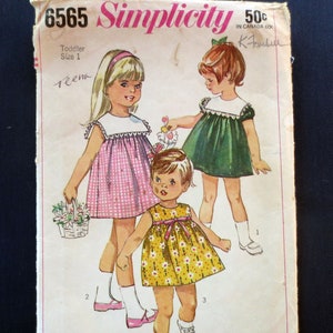 1966 Toddler Dress, Simplicity 6565, Size 1, Breast 20