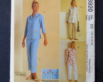 2003 Top & Pants Uncut Vintage Sewing Pattern, McCalls 3920, Size 12, 14, 16, 18