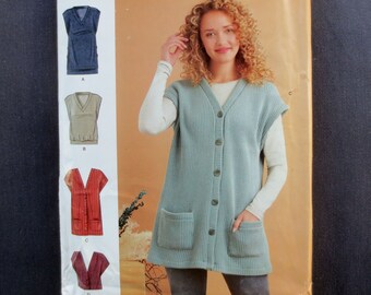 Knit Vests Uncut Sewing Pattern, Simplicity 11206, Sizes 4, 6, 8, 10, 12, 14, Plus Size 16, 18, 20, 22, 24, 26