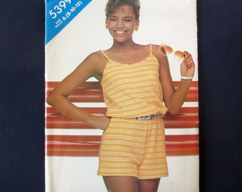 1985 Short Jumpsuit Uncut Vintage Pattern, See and Sew 5399, Size 8, 10, 12, Bust 31, 32, 34