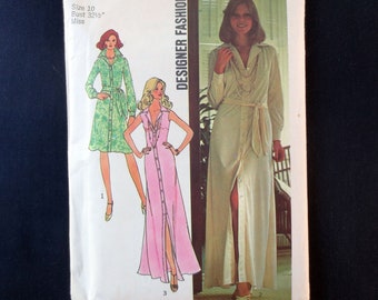 1975 Front Button Dress Vintage Pattern, Simplicity 6894, Size 10, Bust 32 1/2