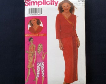 2001 Wrap Top, Skirt, Capri Pants Uncut Pattern, Simplicity 9619, Plus Size 14, 16, 18, 20