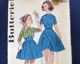 1960s Girls Dress & Back Buttoned Cropped Jacket Uncut Vintage Pattern, Butterick 9525, Size 10, Breast 28