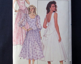 1988 Fit & Flare Dress Uncut Vintage Pattern, Butterick 6001, Size 6, 8, 10, Bust 30, 31, 32