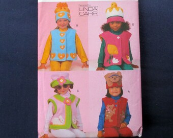 1997 Children’s Appliqued Vests & Hats Uncut Pattern, Designed by Linda Carr, Vogue Craft 9716, Size 2, 3, 4, 5, 6, 6X