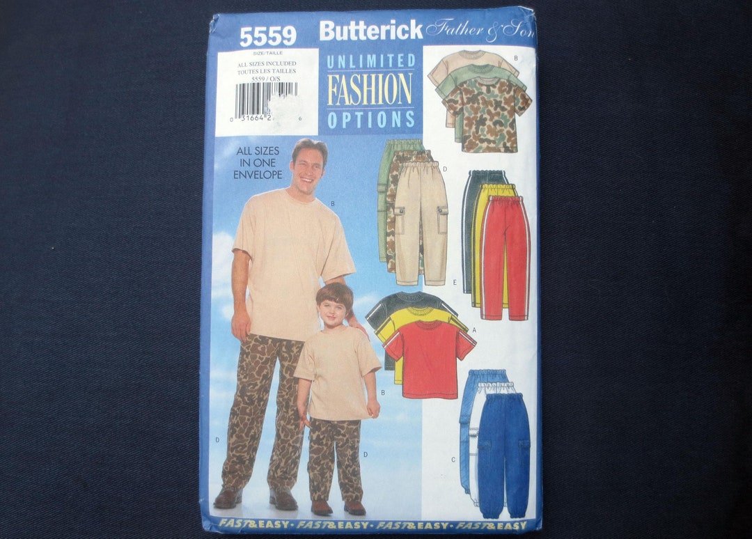 Father Son Pattern 1998 Father & Son T-shirt and Pants Uncut Vintage Pattern, Butterick ...