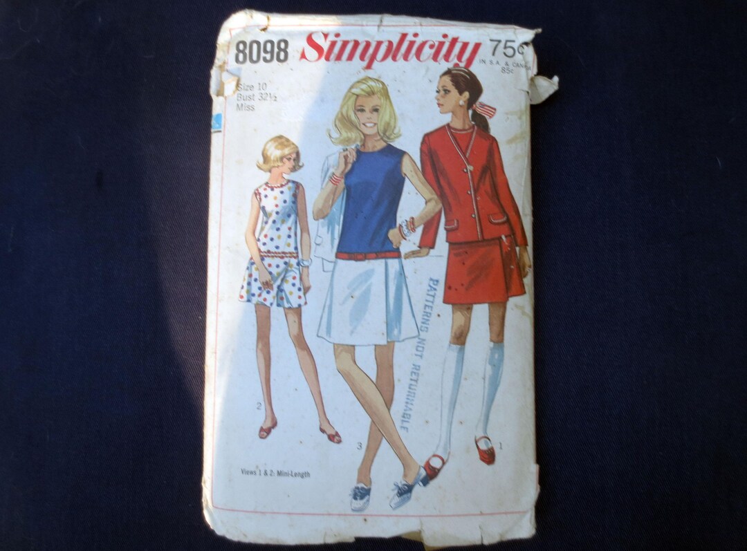 1968 Culotte Dress With Jacket Uncut Vintage Pattern, Simplicity 8098 ...