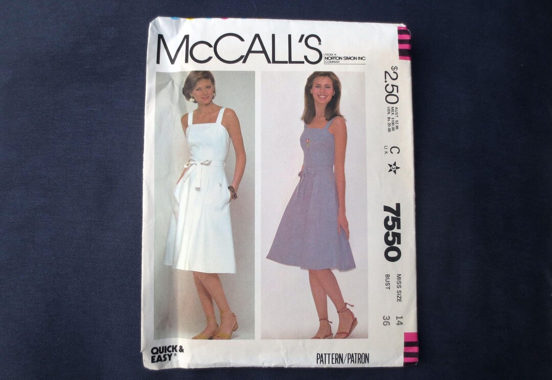 Wrapped Sundress Pattern 1981 Wrap Sundress or Jumper Uncut Vintage Sewing Pattern, Mccalls 7550 ...