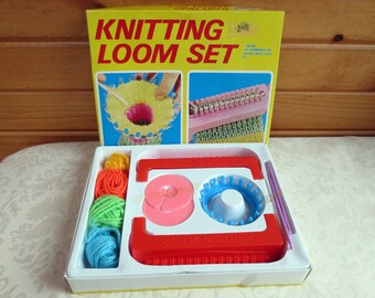 1970s Knitting Loom Set, Vintage Children’s Knitting Jenny, Pom Pom Maker and More, in Original Box