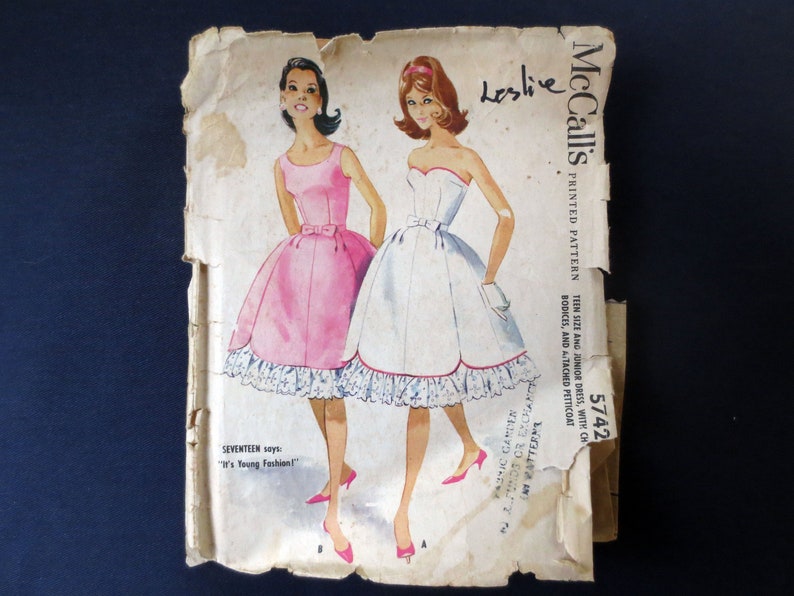 1960 Strapless or Sleeveless Flared Dress Vintage Pattern McCalls 5742 Bust 33 Size 13