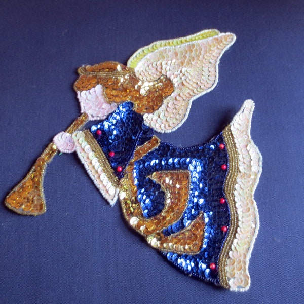 Large Sequin & Bead Angel Applique