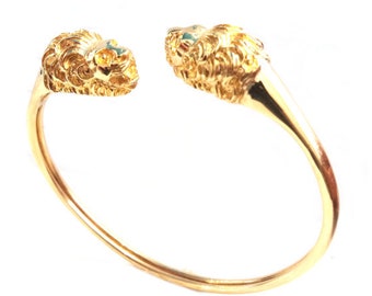 Gold lion bracelet, 14 karat gold, solid gold bangle, greek lion, Hellenistic Era